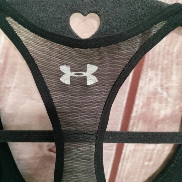 Under Armour Women's Black Sports Bra Lined Athletic Sz M/L Sheer Racerback - Picture 4 of 9